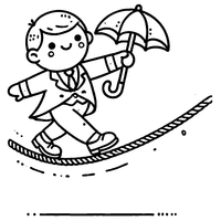 Tightrope walker with an umbrella | Toupty.com