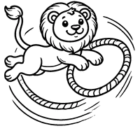 Lion jumping through a hoop | Toupty.com