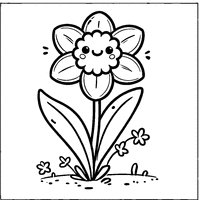 Funny Cartoon Daffodil with Big Eyes | Toupty.com