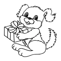 puppy with gift