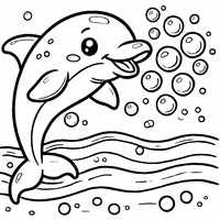 Coloring of a dolphin blowing bubbles