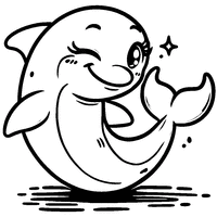 Coloring of a dolphin winking