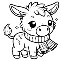 Small Chibi Donkey with a Scarf and Round Hooves | Toupty.com