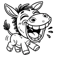 Funny Cartoon Donkey Laughing with Teeth Showing | Toupty.com