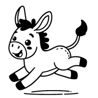 Cartoon Donkey Jumping Joyfully | Toupty.com