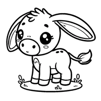 Chibi Donkey with Long Ears and a Small Round Body | Toupty.com