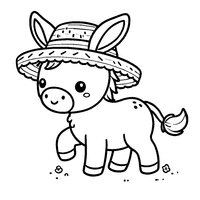 Chibi Donkey with a Straw Hat and Small Hooves | Toupty.com