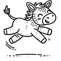 Cartoon Donkey Jumping with Stripes on Its Back | Toupty.com