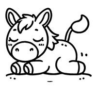 Kawaii Donkey Lying Down with Closed Eyes | Toupty.com