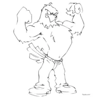 Coloring: Cartoon eagle showing muscles