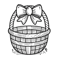 Coloring wicker basket with a handle and a bow