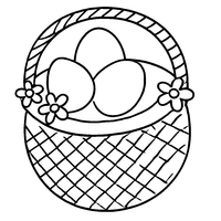 Coloring wicker basket with flowers and colored eggs