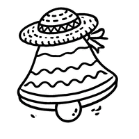 Easter Bell coloring with a straw hat and wavy lines