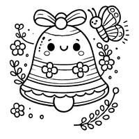 Easter Bell coloring with a butterfly and flowers