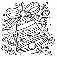 Easter Bell coloring with an elegant ribbon and floral patterns