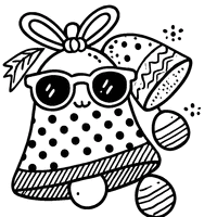 Easter Bell coloring with sunglasses and funny polka dots