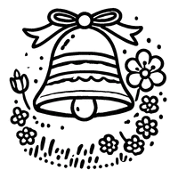 Easter Bell coloring with a small bow and little flowers