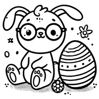 Easter Bunny with funny glasses and a colorful egg