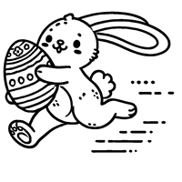 Easter Bunny running with an egg in its arms