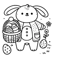 Easter Bunny holding a basket full of eggs