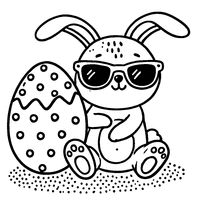 Easter Bunny with sunglasses and a polka-dot egg