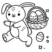 Easter Bunny with a small basket on its back and a big smile