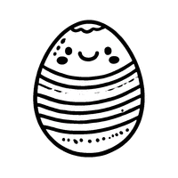 Easter egg with a big smile and simple stripes | Toupty.com