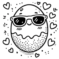 Easter egg with sunglasses and small hearts | Toupty.com