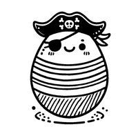 Easter egg with a pirate hat and stripes | Toupty.com