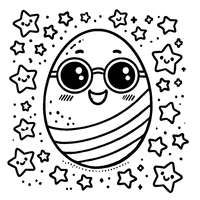 Easter egg with funny glasses and small stars | Toupty.com