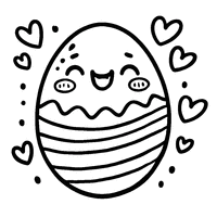 Easter egg with a small face and hearts | Toupty.com