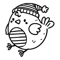 Easter hen with a hat and striped body