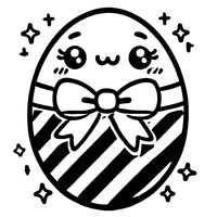 Kawaii Easter egg with stripes and a ribbon