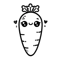 Kawaii Easter carrot with shiny eyes and a small smile