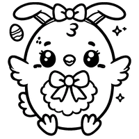 Kawaii chick with bunny ears and a small ribbon