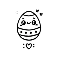 Kawaii Easter egg with smiling faces and small hearts