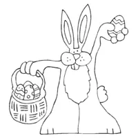 Easter coloring: Bunny collecting eggs