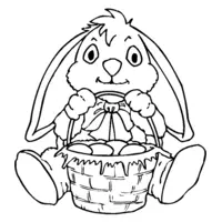 Easter coloring: A bunny with its basket