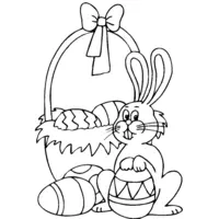 Easter coloring: Bunny and its egg basket