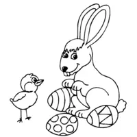 Easter coloring: Bunny and chick