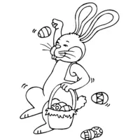 Easter coloring: Bunny hunting for eggs