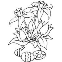 Easter coloring: Flowers and eggs