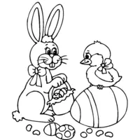 Easter coloring: Bunny and chick