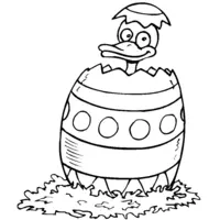 Easter coloring: Duckling coming out of its egg