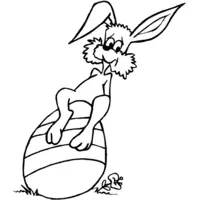 Easter coloring: Bunny sitting on an egg