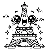 Cute Eiffel Tower with a smiling face | Toupty.com