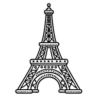 Eiffel Tower with thick outlines | Toupty.com