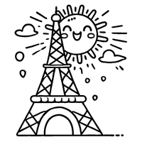 Eiffel Tower with a big sun | Toupty.com