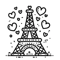 Eiffel Tower with hearts | Toupty.com