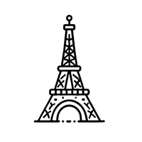 Simple and standalone Eiffel Tower coloring | Toupty.com